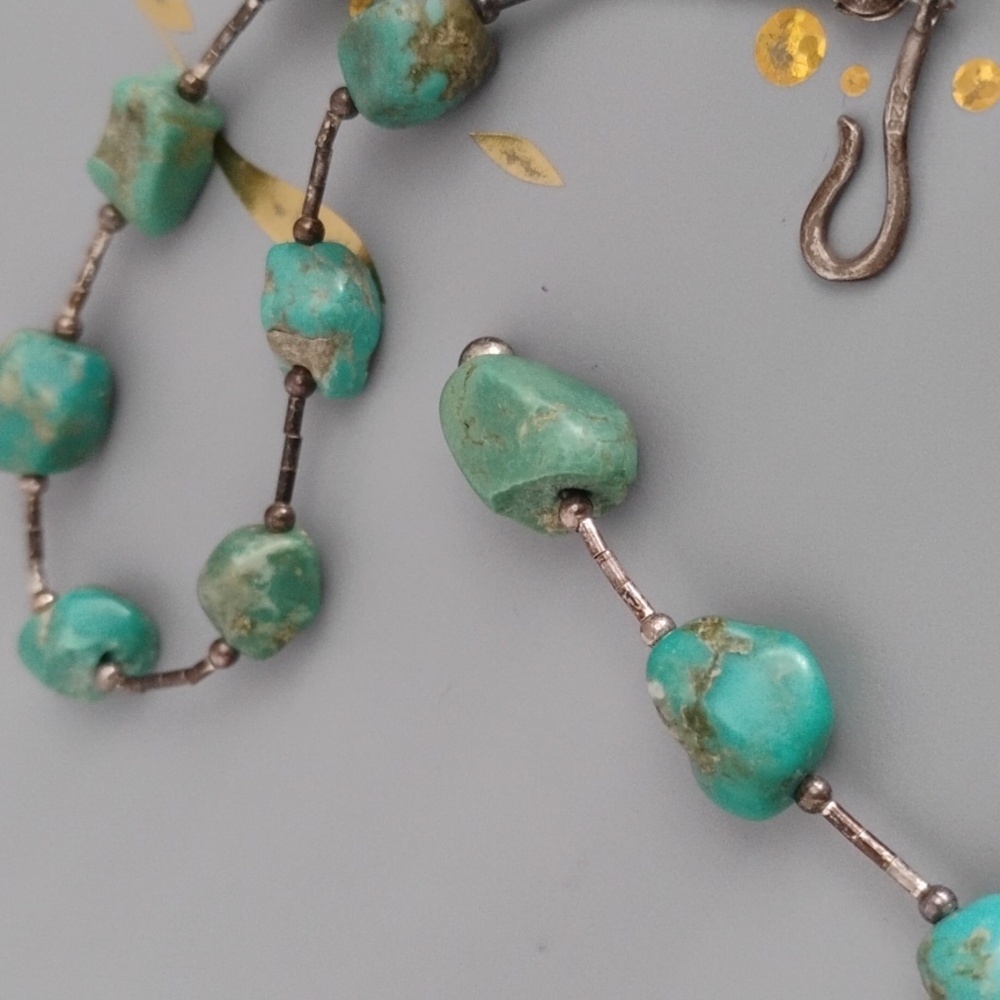 Native American sterling silver turquoise necklace - Picture 6 of 13